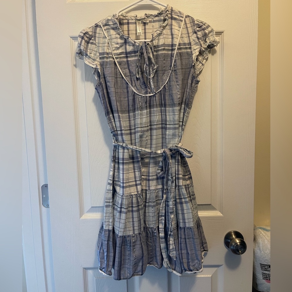 Plaid Ruffle Sleeve Dress